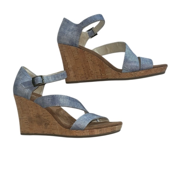 Toms Clarissa slate blue wedge heel Size 8W - Picture 5 of 11